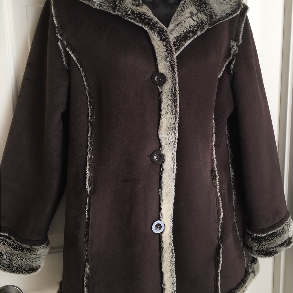 Fuda Studio Women’s Faux Sheepskin Jacket Rich Brown Size Medium
